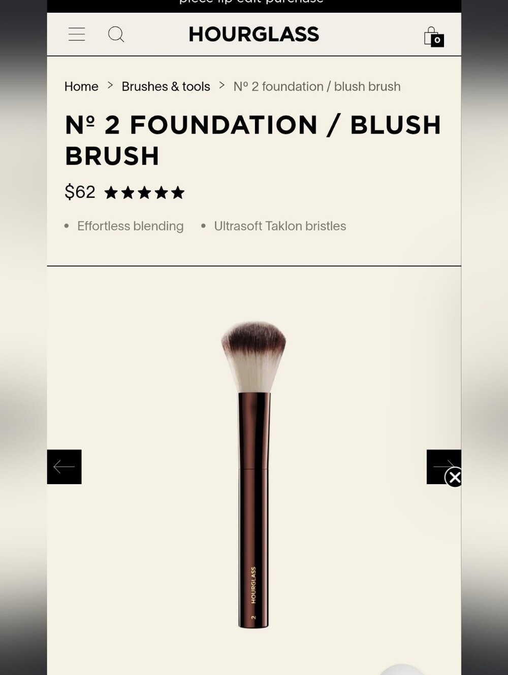 Hourglass Nº2 Foundation & Blush Brush — Brown Handle with White-Tipped Bristles